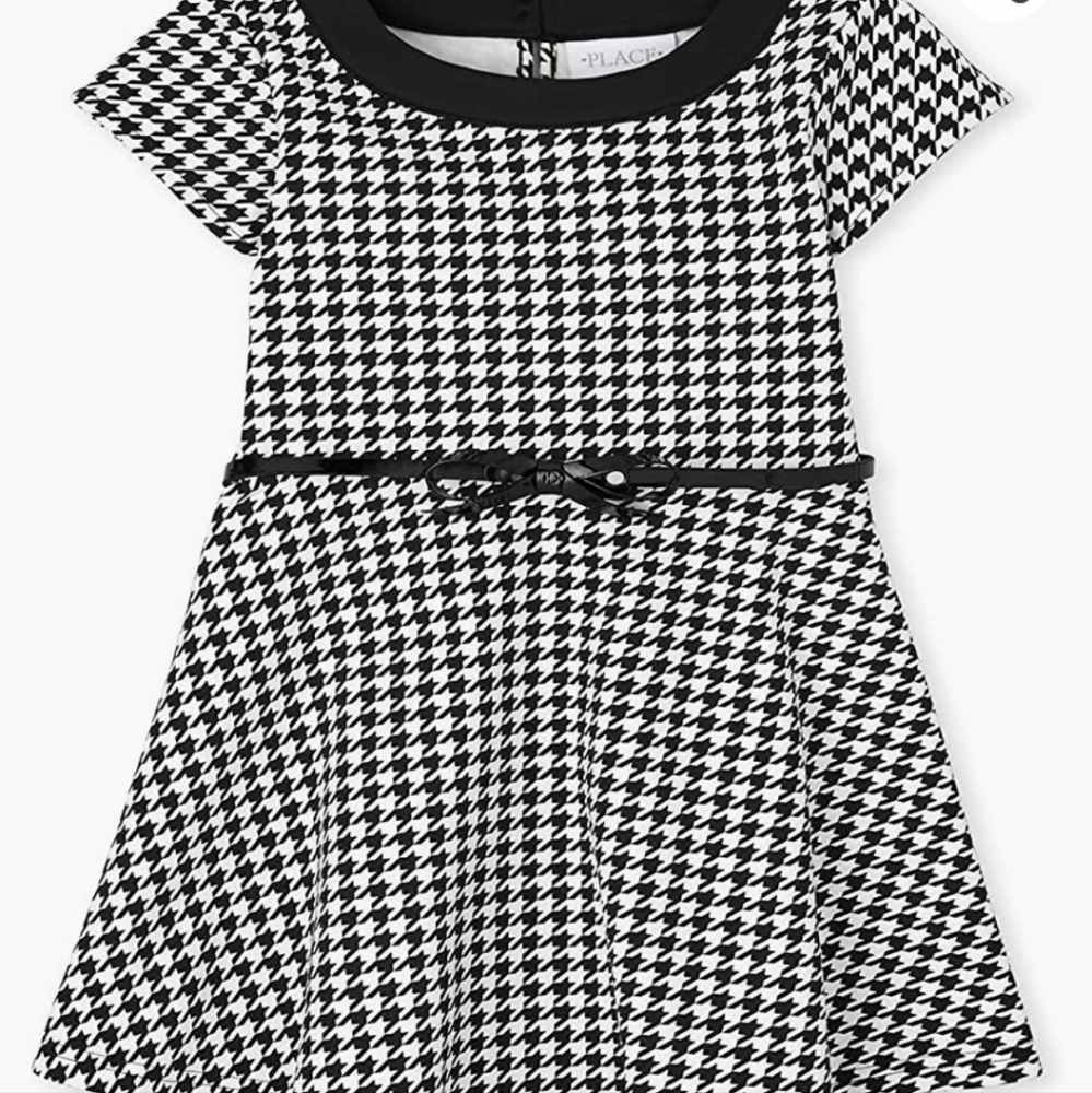 Childrens place plaid black and white dress fit and flare size 6